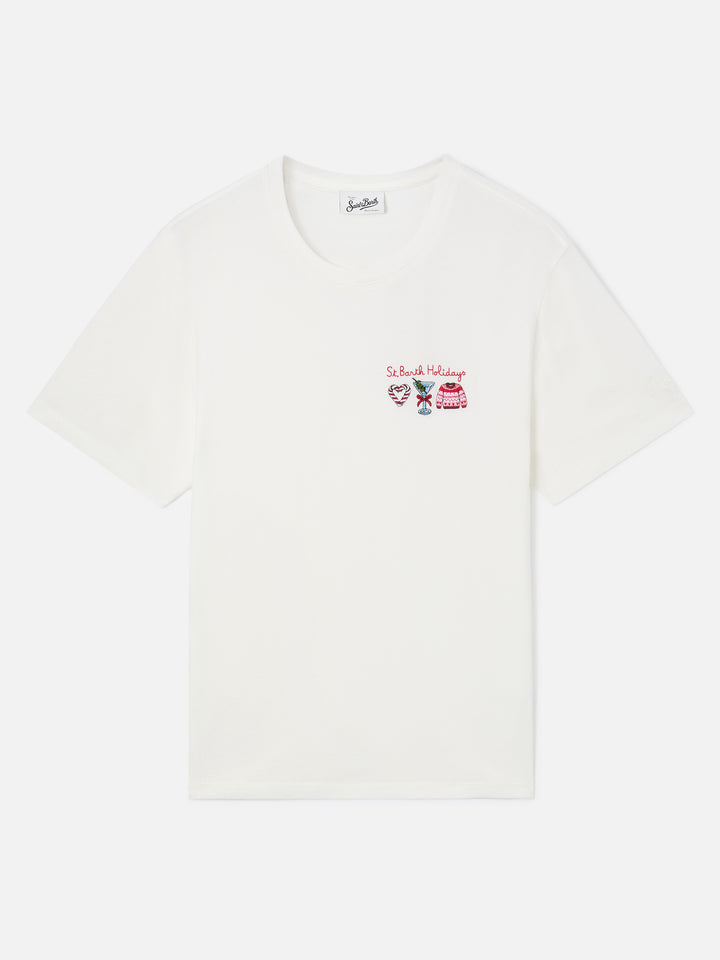 Off white Emilie t-shirt with St. Barth Holidays embroidery