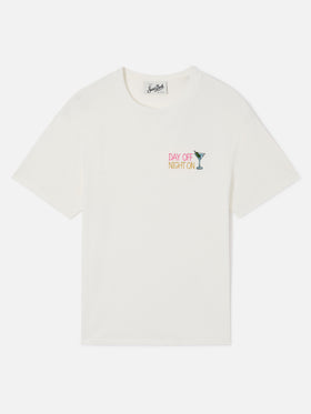 T-shirt Emilie bianca con ricamo Day Off Night On