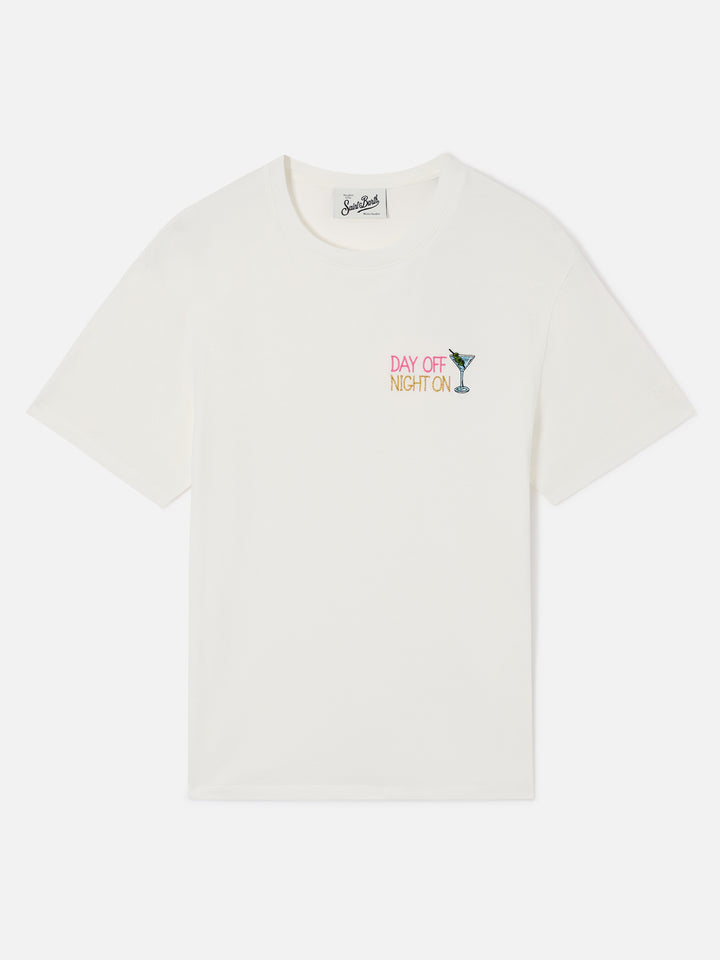 T-shirt Emilie blanc avec broderie Day Off Night On 