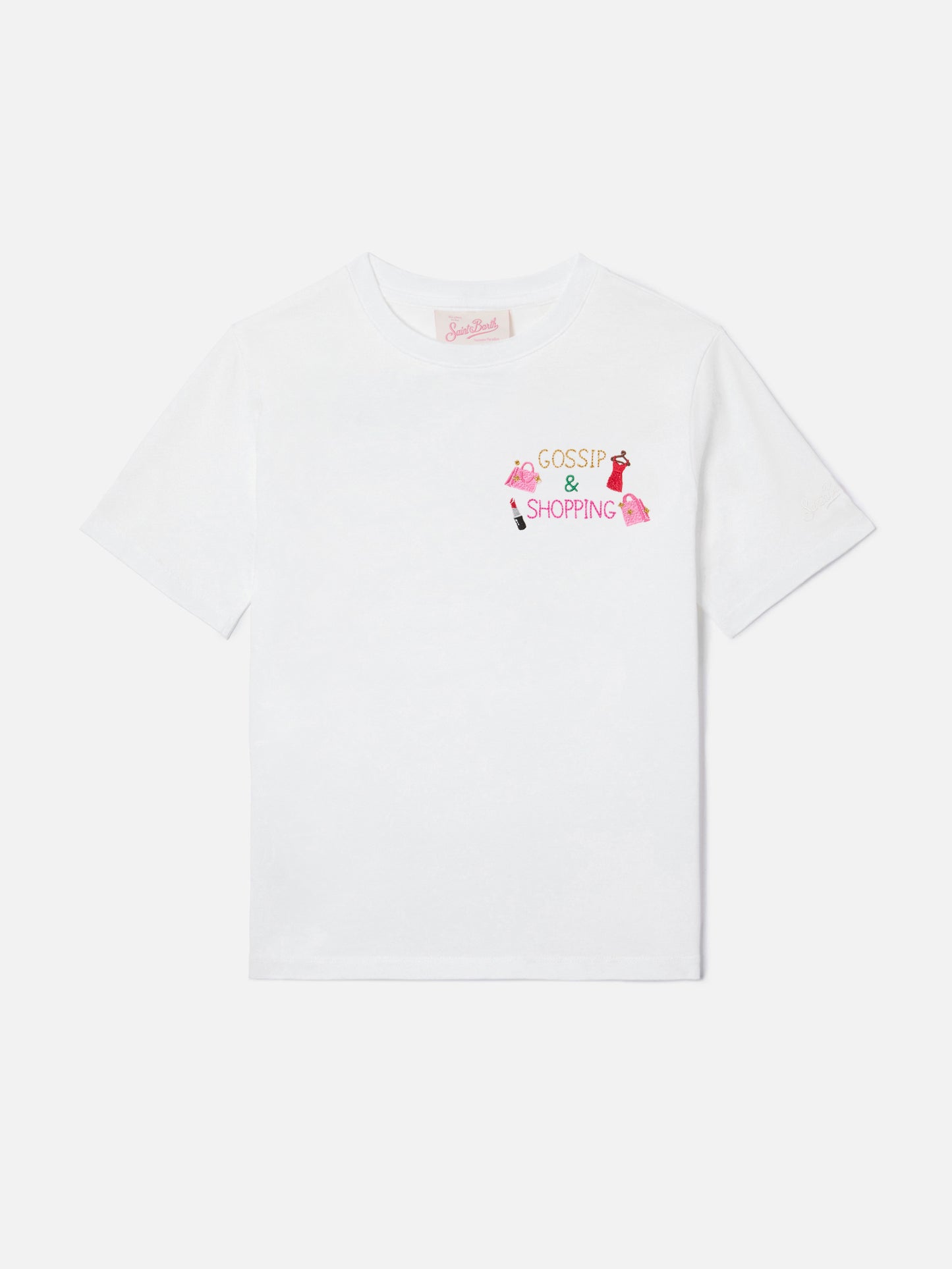 Camiseta Emilie Jr en algodón blanco con bordado Gossip and Shopping 
