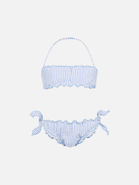 Emy classic bandeau seersucker bikini with striped print - MC2 Saint Barth