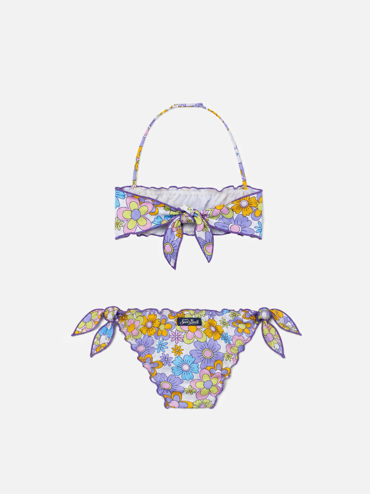 Bikini bandeau para niña con estampado floral multicolor 
