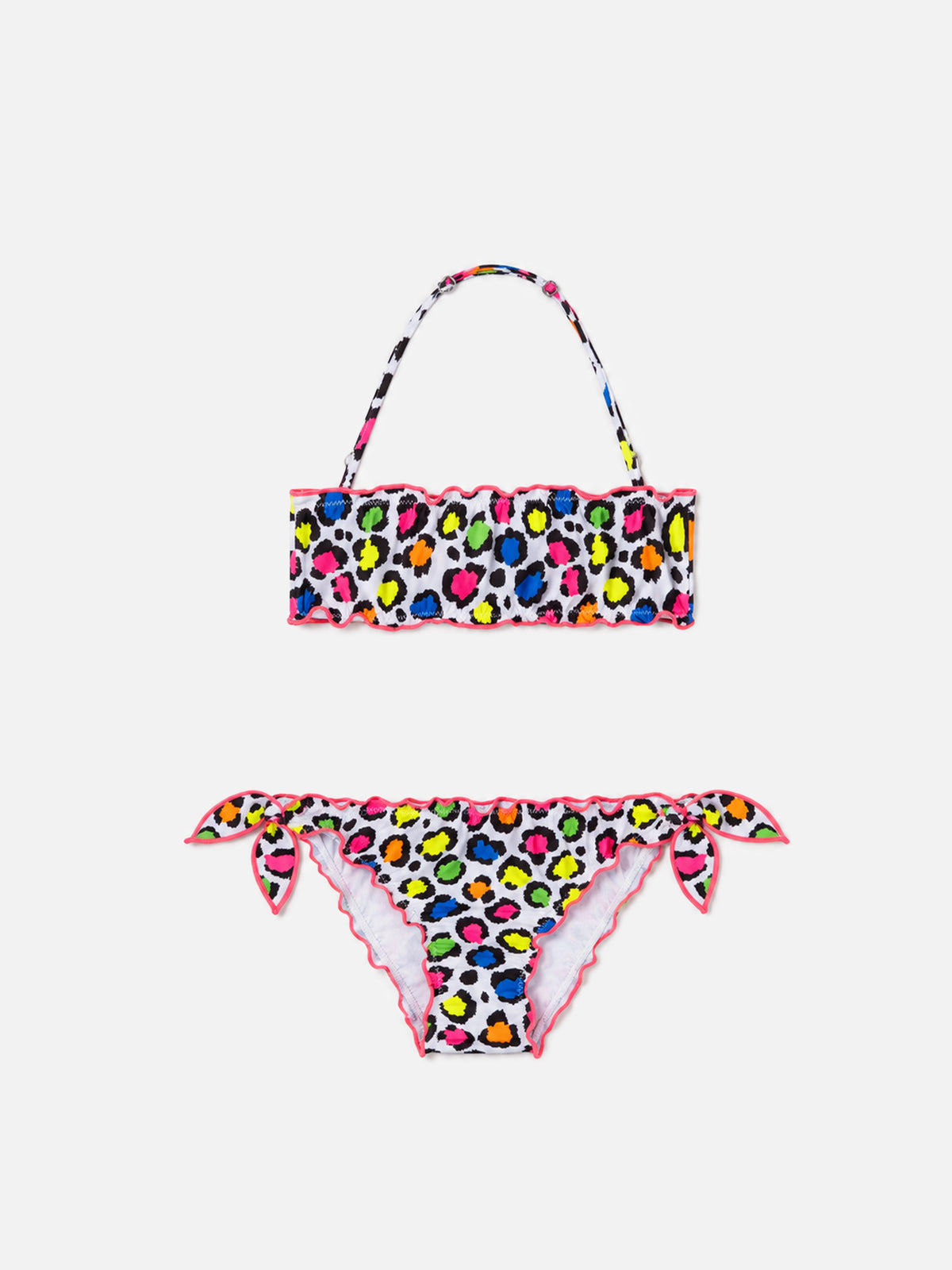 Bikini bandeau para niña con estampado de leopardo 
