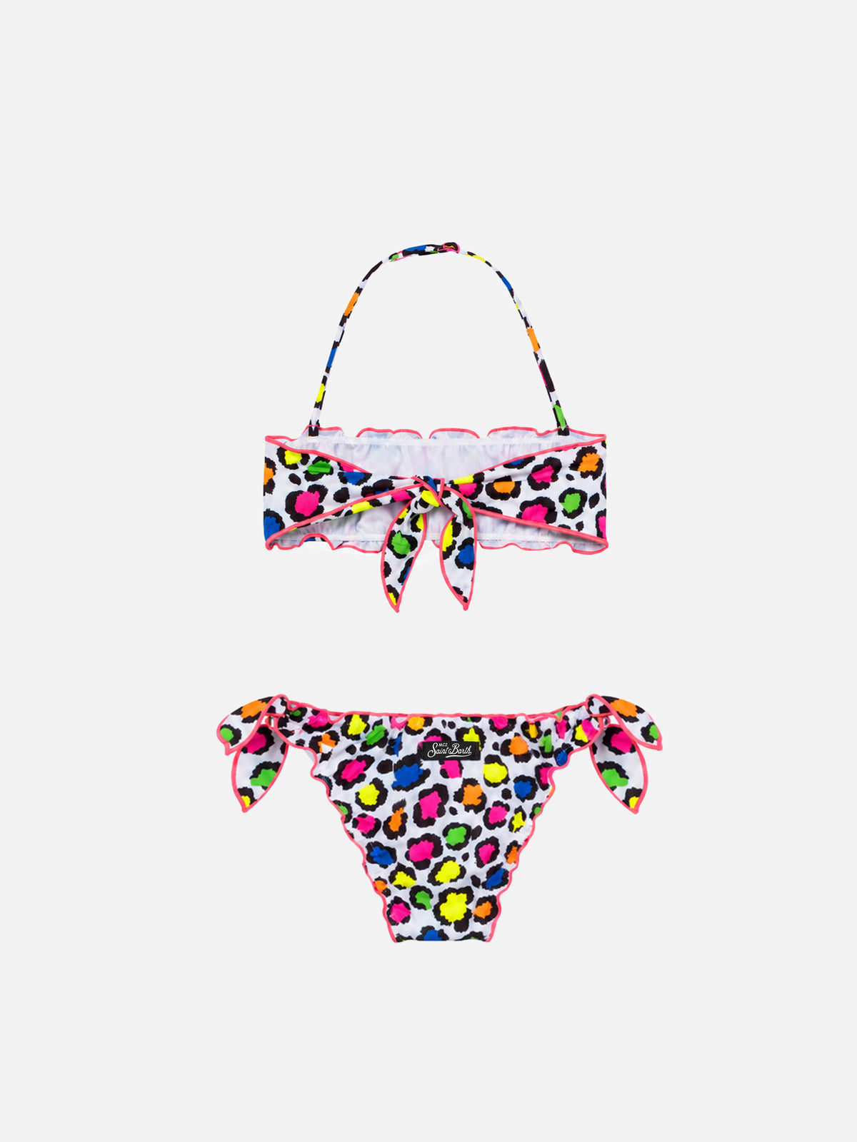 Bikini bandeau para niña con estampado de leopardo 