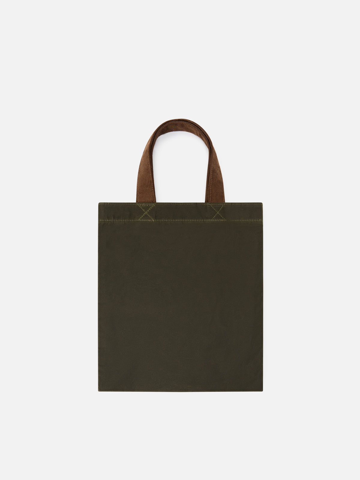 Shopper Mini Essential verde militare in tessuto cerato con ricamo logo
