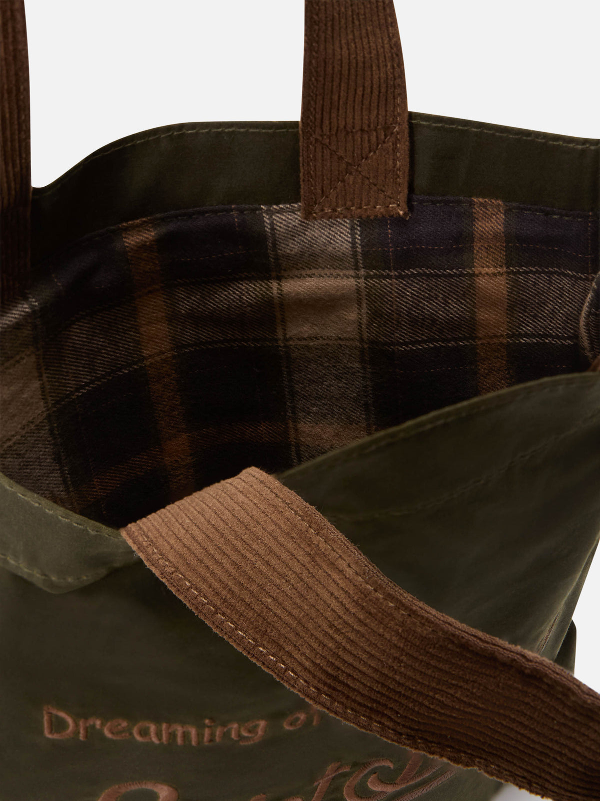 Shopper Mini Essential verde militare in tessuto cerato con ricamo logo