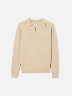 Maglione Eze in misto cashmere beige con collo polo