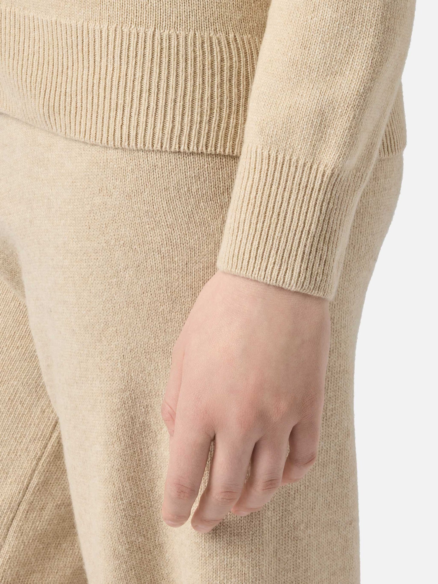 Maglione Eze in misto cashmere beige con collo polo