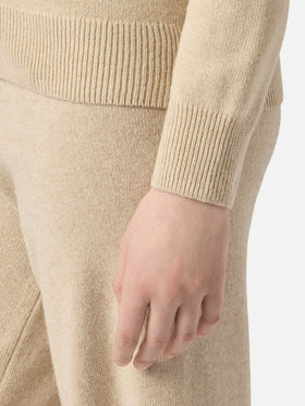 Maglione Eze in misto cashmere beige con collo polo