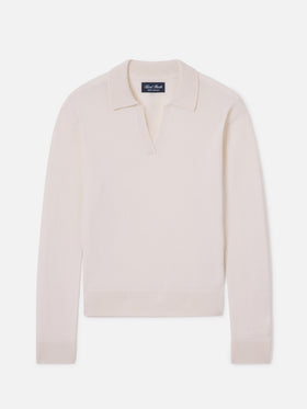 Polo de punto de cashmere Eze en blanco roto 
