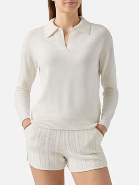 Polo in 100% LANA Eze in bianco