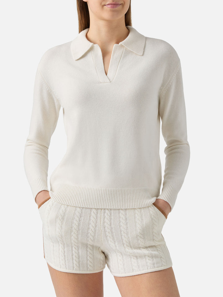 Polo in 100% LANA Eze in bianco