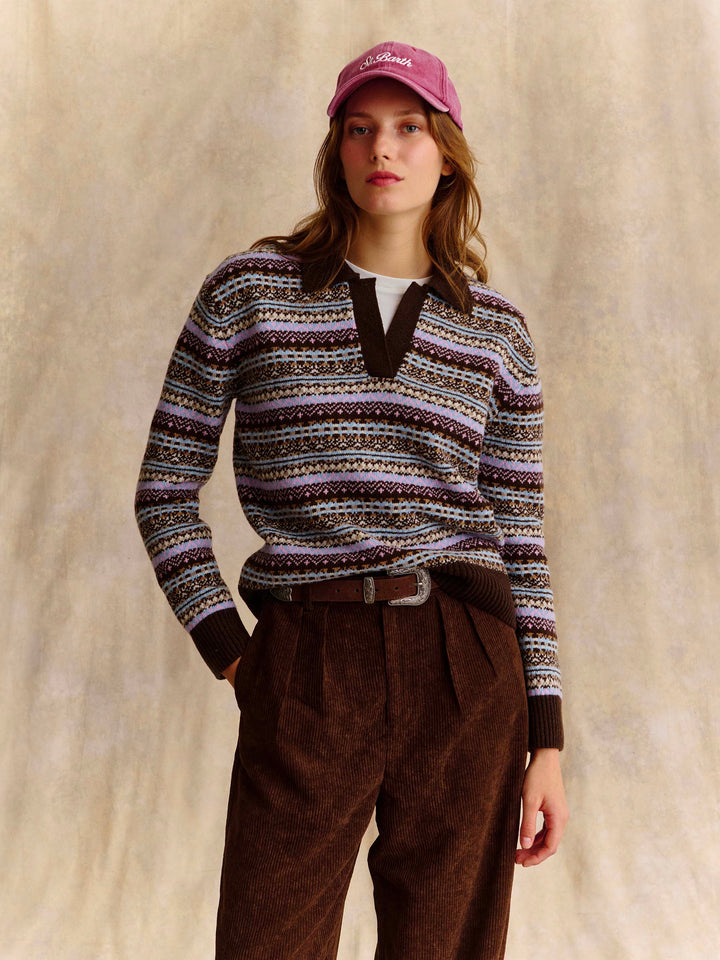 Polo in misto lana Eze con motivo fair isle