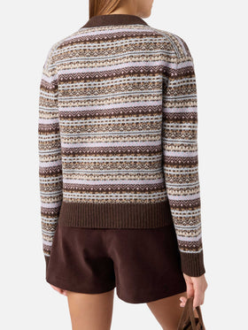 Maglia Eze in misto lana con collo polo e motivo fair isle