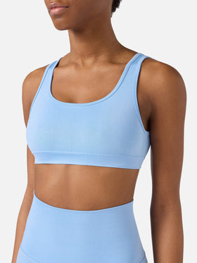 Light blue technical fabric Fify sports top with contrast trim