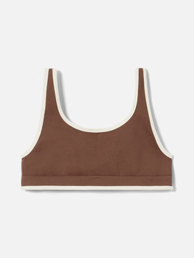 Brown technical fabric Fify sports top with contrast trim