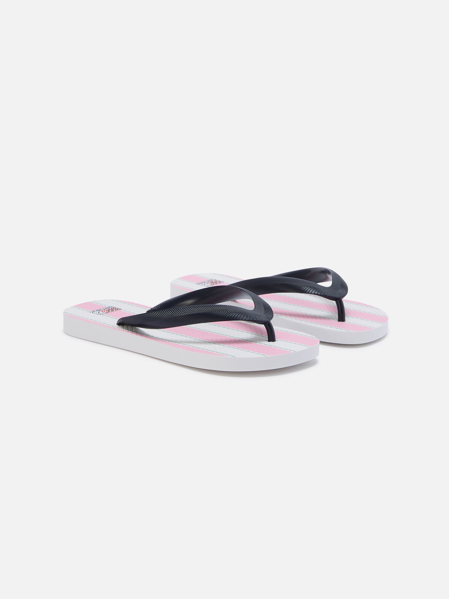 Gummi-Slides zum Hineinschlüpfen mit rosa-weißen Streifen 