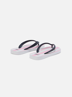 Gummi-Slides zum Hineinschlüpfen mit rosa-weißen Streifen 