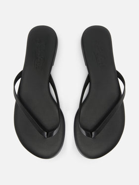 Essentials real leather flip flops in black