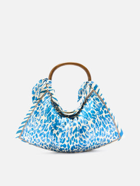 Bolso foulard de seda con asa de madera y estampado animal 