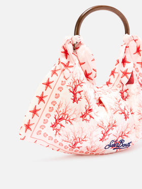 Foulard-Tasche mit weicher Struktur und Korallenmuster 