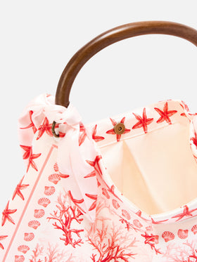 Foulard-Tasche mit weicher Struktur und Korallenmuster 