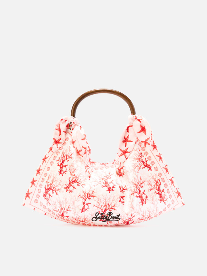 Foulard-Tasche mit weicher Struktur und Korallenmuster 