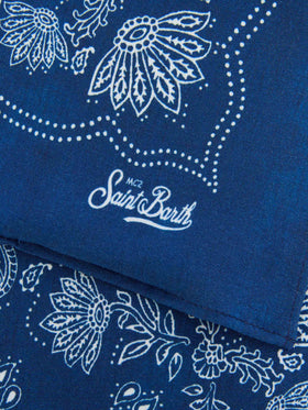 Foulard en coton avec imprimé bandana blue indigo 