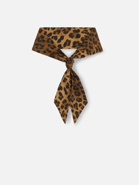 Pañuelo bandana de algodón con estampado animalier de leopardo 