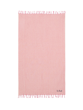Light cotton Fouta beach towel with red striped print - MC2 Saint Barth