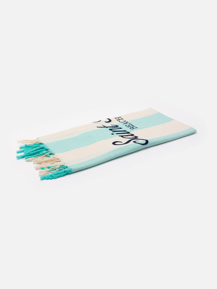 Light cotton Fouta beach towel with water green striped print - MC2 Saint Barth