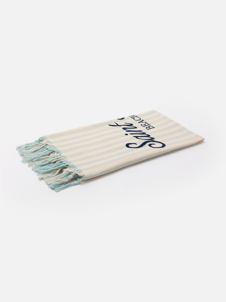 Light cotton Fouta beach towel with bluette striped print - MC2 Saint Barth