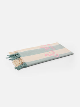 Light cotton Fouta beach towel with sage green striped print - MC2 Saint Barth