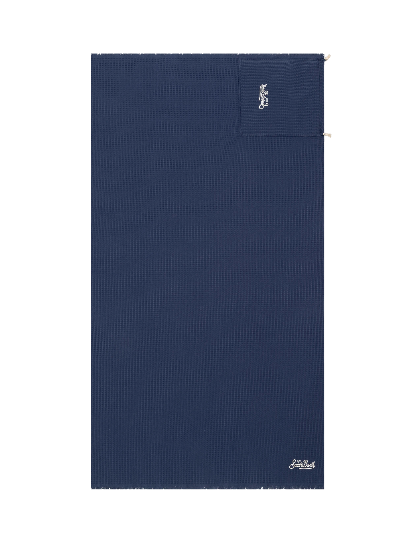 Blue beach towel with integrated bag