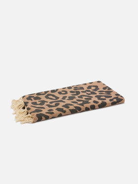 Serviette de plage fouta en coton Jaquard avec motif léopard 