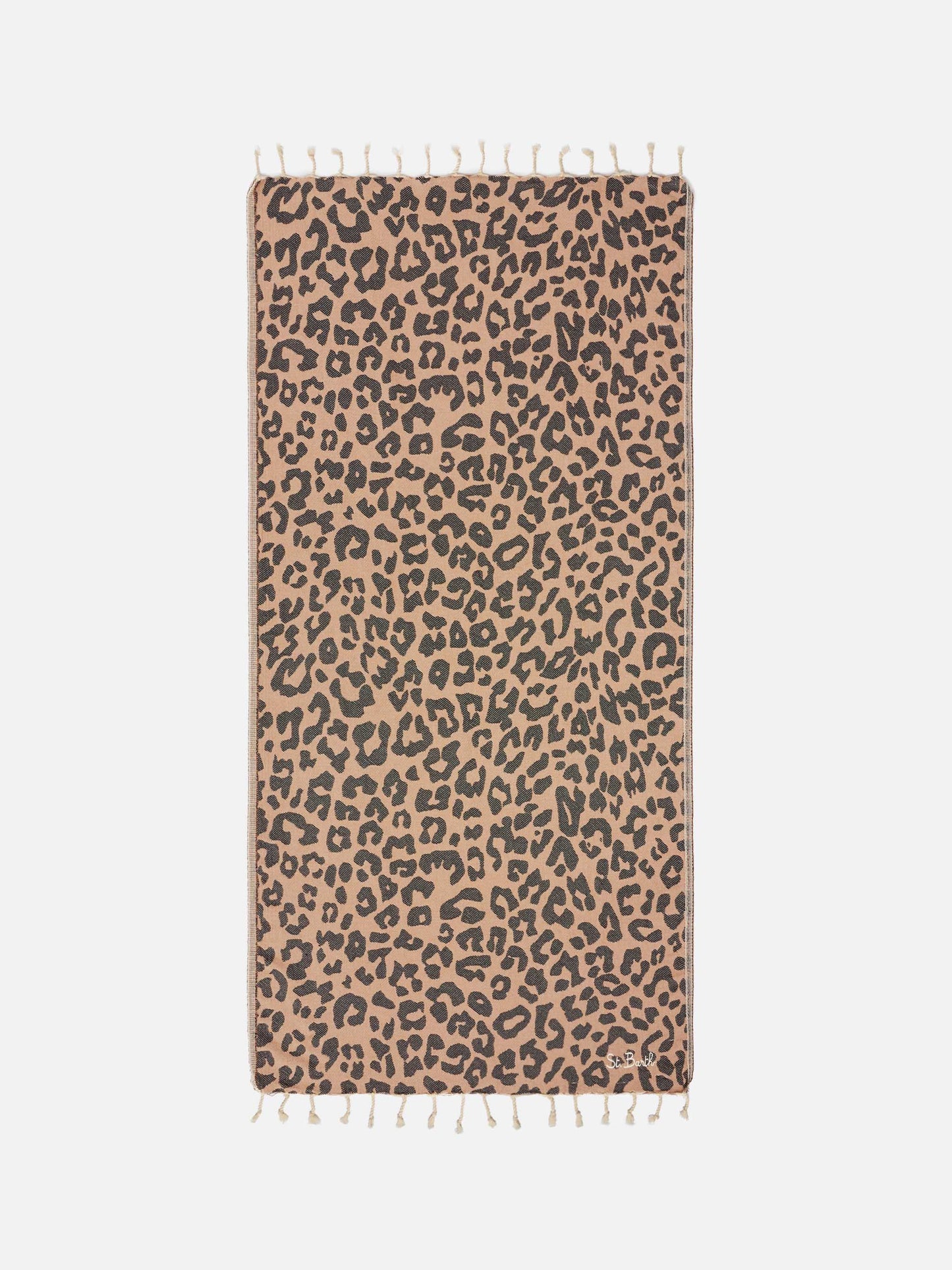 Serviette de plage fouta en coton Jaquard avec motif léopard 