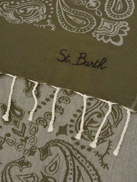 Foutas cotton Jaquard beach towel with military green bandana pattern