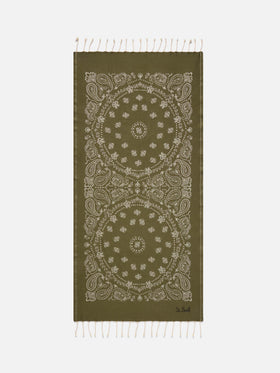 Toalla de playa foutas de algodón Jaquard con estampado bandana verde militar 