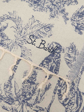 Strandtuch aus Foutas-Baumwolle mit Toile de Jouy-Jacquard 