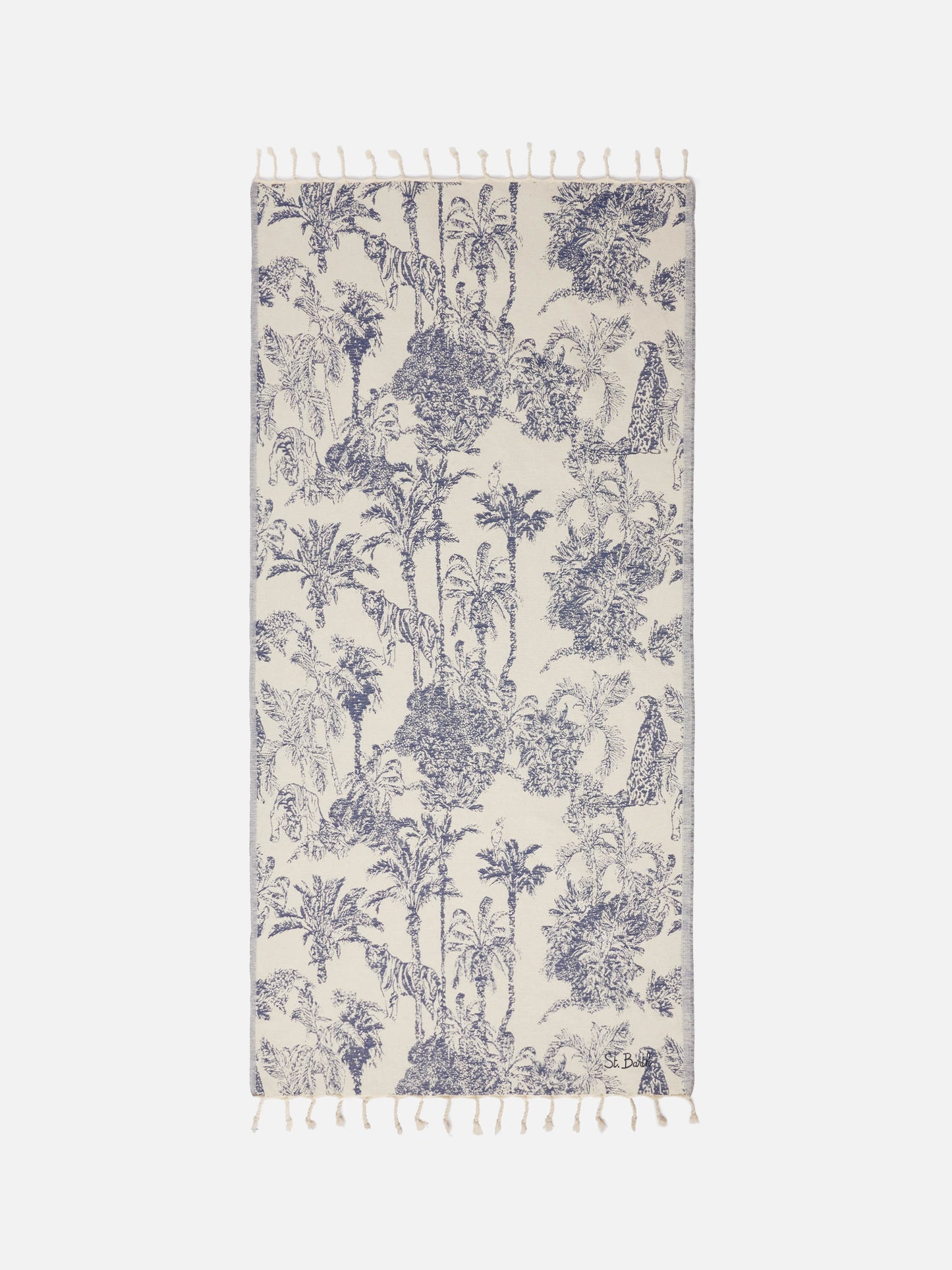 Strandtuch aus Foutas-Baumwolle mit Toile de Jouy-Jacquard 