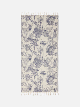 Strandtuch aus Foutas-Baumwolle mit Toile de Jouy-Jacquard 