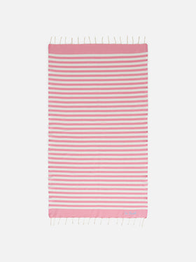 Foutas beach towel with pink and white stripes