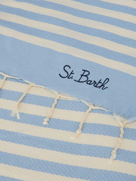 Foutas beach towel with light blue and white stripes