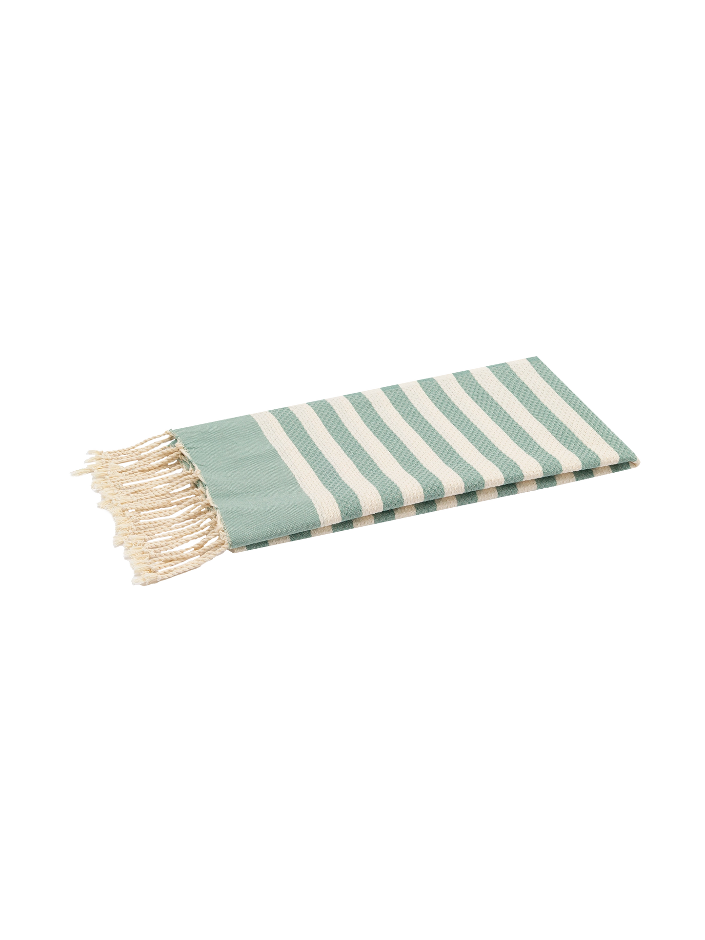 Cotton beach towel Fouta with sage green striped print - MC2 Saint Barth