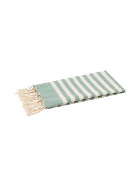 Cotton beach towel Fouta with sage green striped print - MC2 Saint Barth