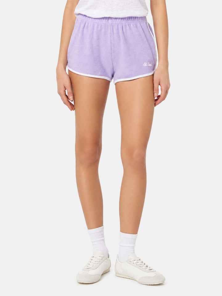 Terry Francine Pull-up-Shorts mit Paspelierung 
