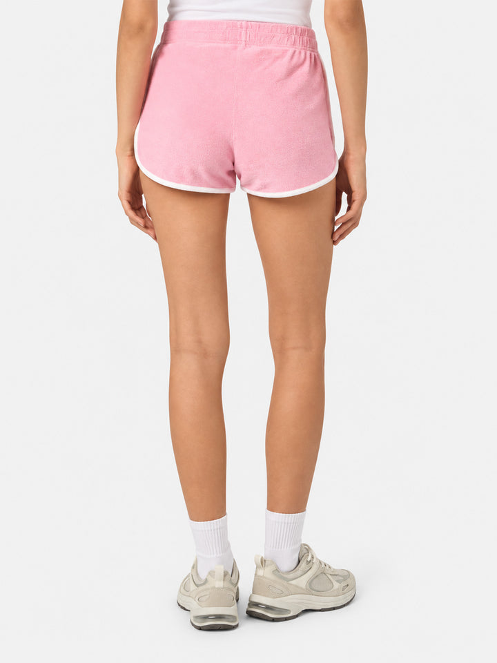 Shorts de rizo Francine con ribete y bordado 