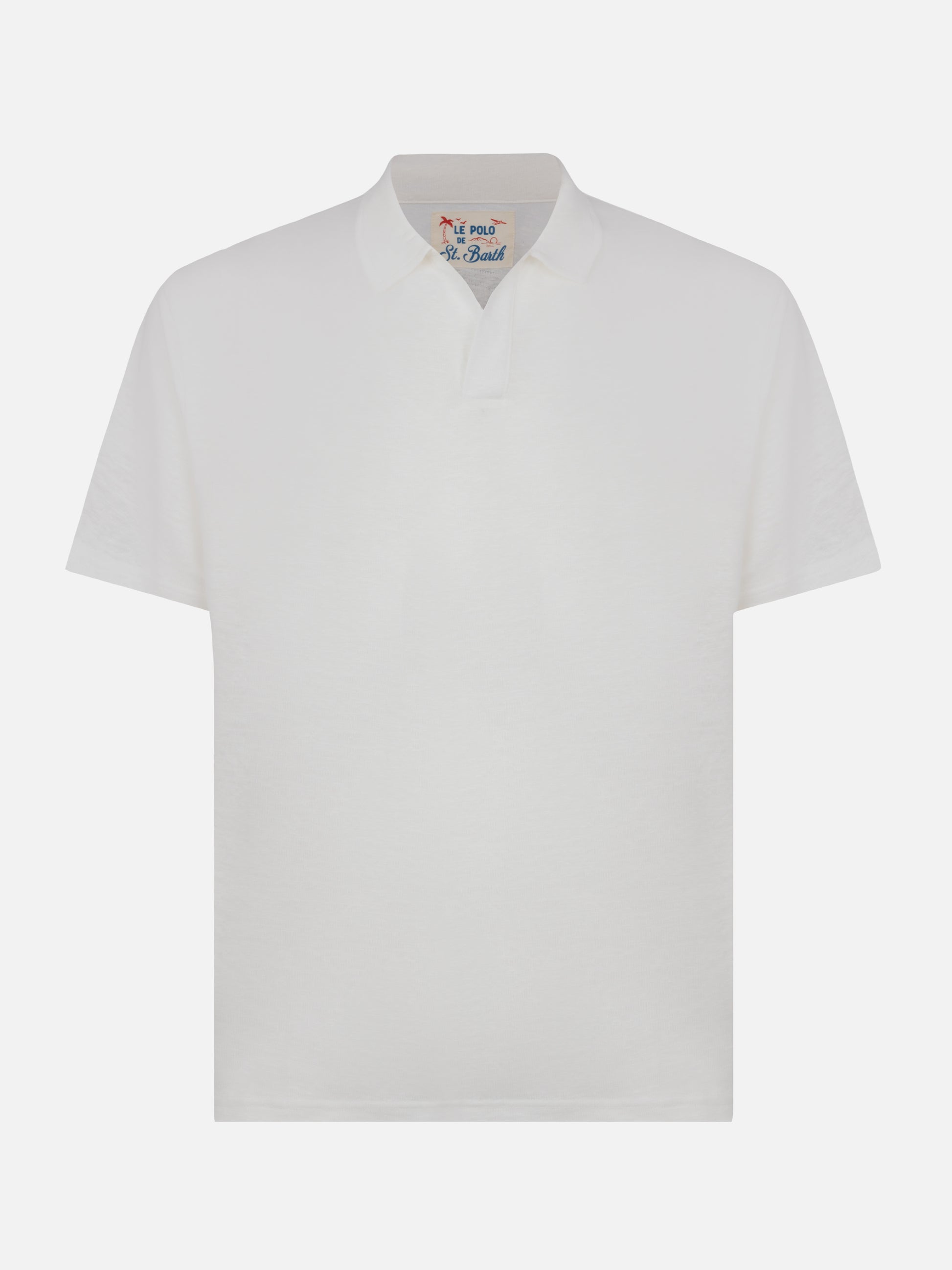 White linen buttonless polo shirt Fraser - MC2 Saint Barth