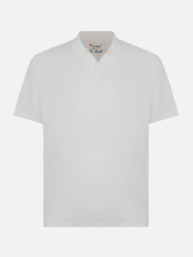 White linen buttonless polo shirt Fraser - MC2 Saint Barth