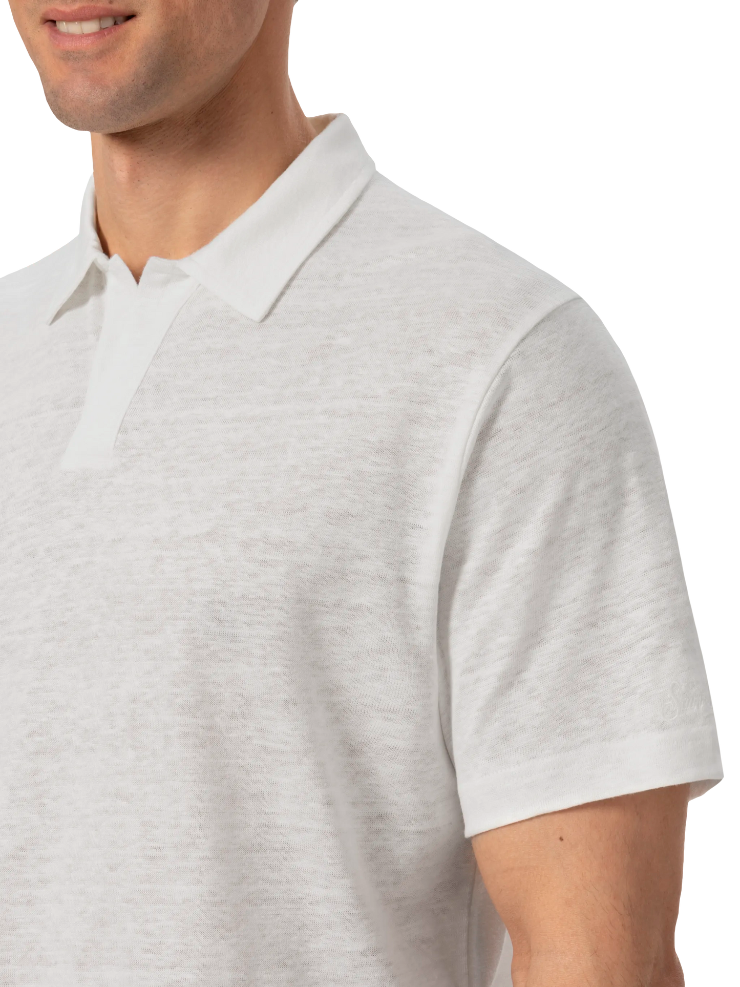 White linen buttonless polo shirt Fraser - MC2 Saint Barth